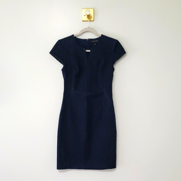 Banana Republic NWT Sheath Jean Dress 0 Blue Denim Dark Wash Short Sleeve Preppy - Picture 1 of 16